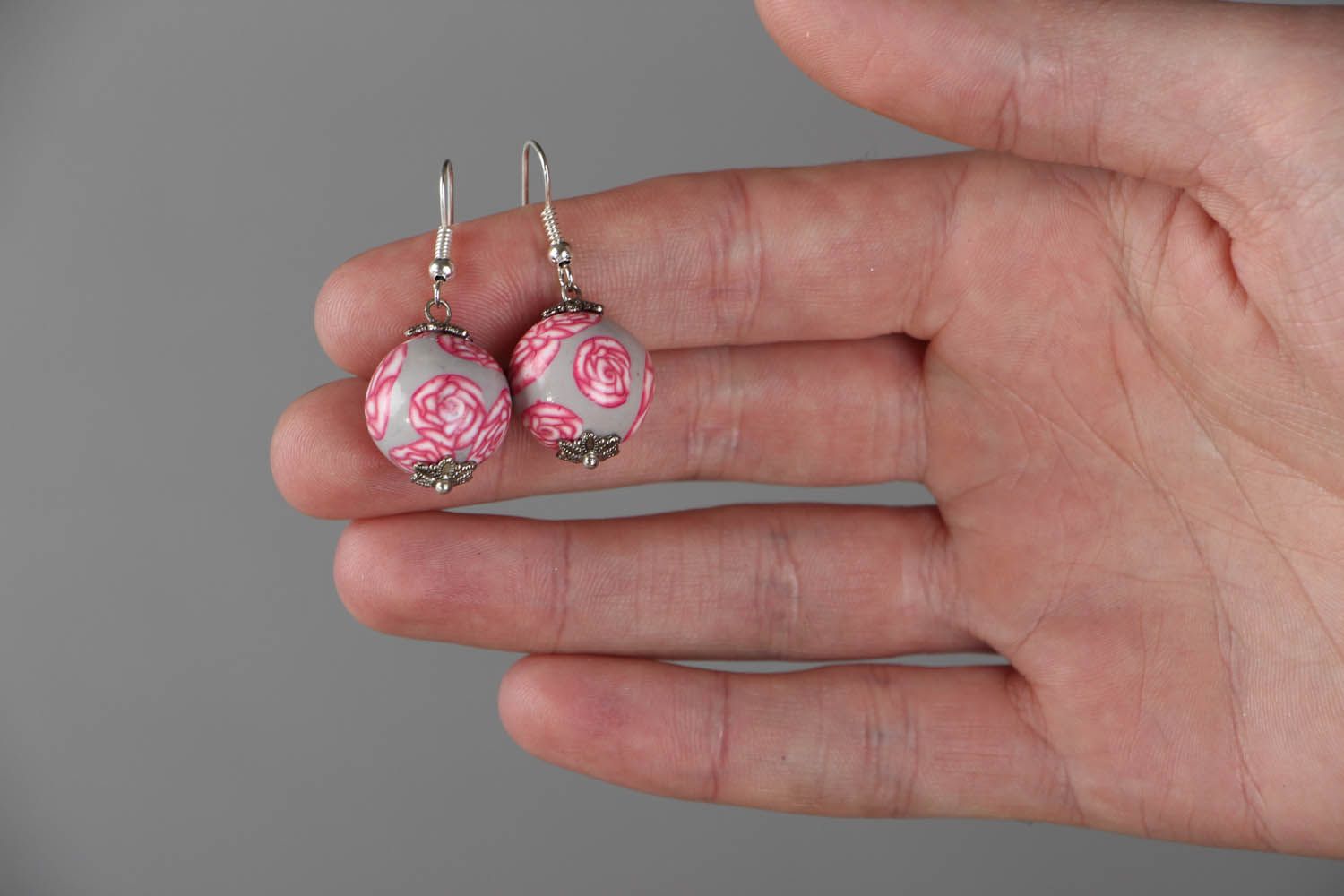Polymer clay round earrings  photo 4