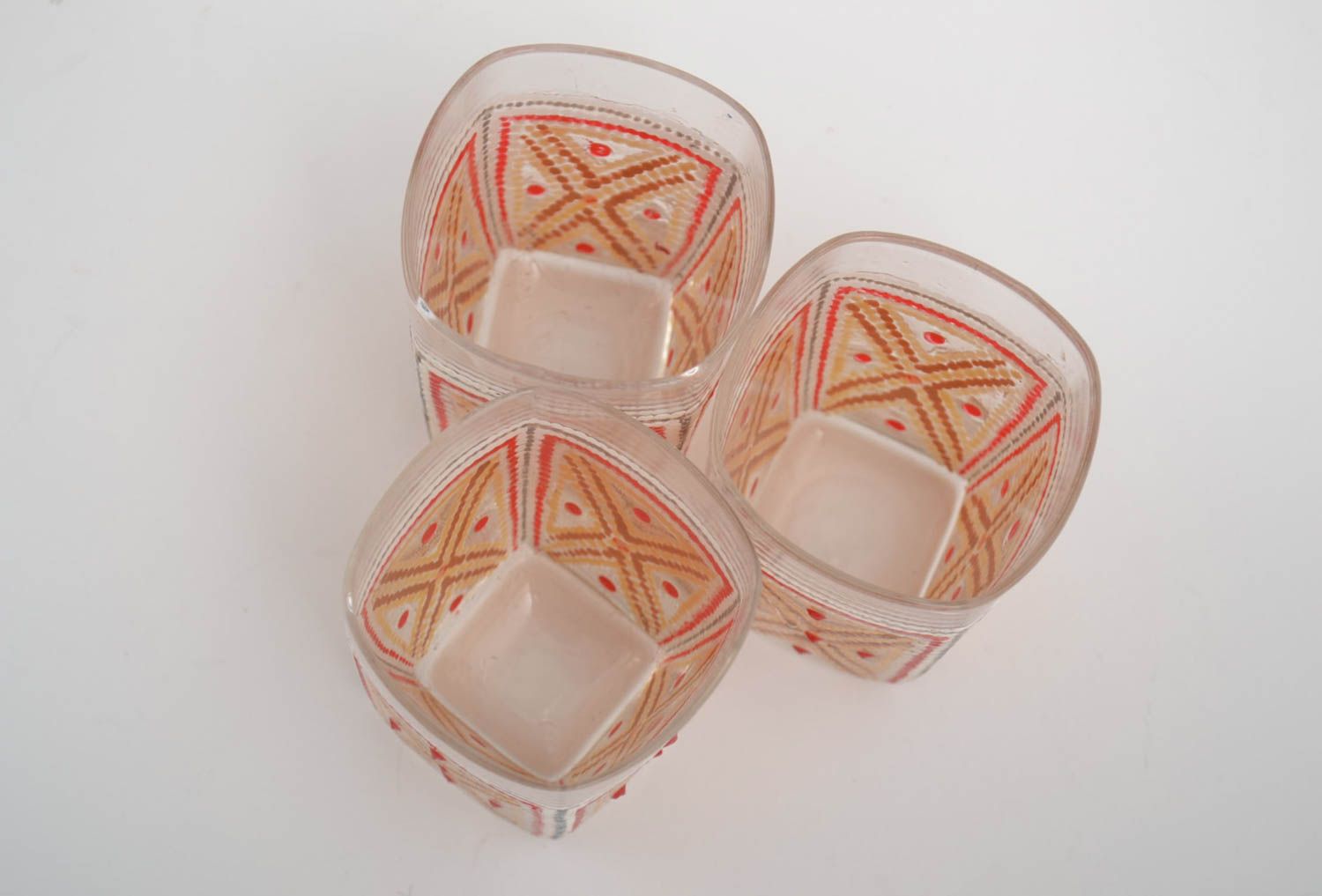 Handmade glass wine glass shot glass set of 3 items designer souvenir decor idea photo 3