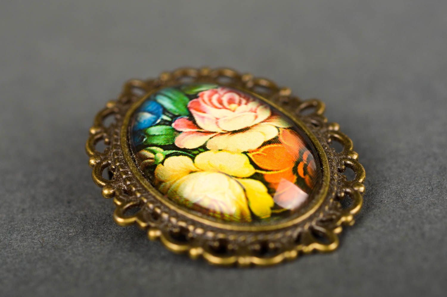 Handmade brooch with cabochon metal jewelry stylish accessories fashion brooch photo 2