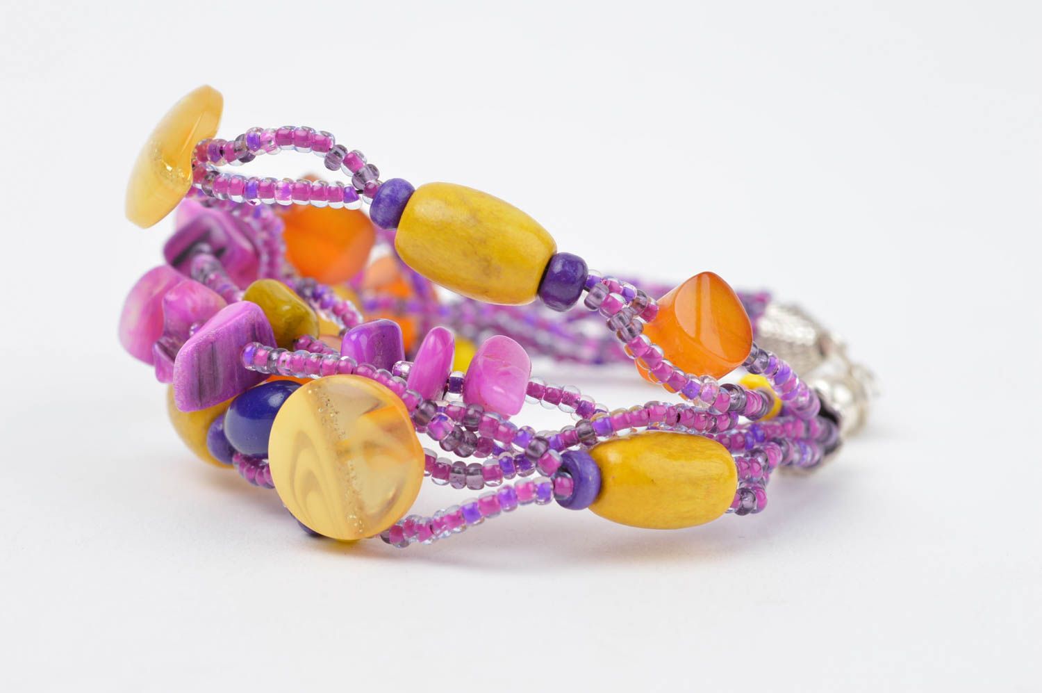 Фиолетовый браслет на руку модная бижутерия браслет из бисера с камнями фото 2