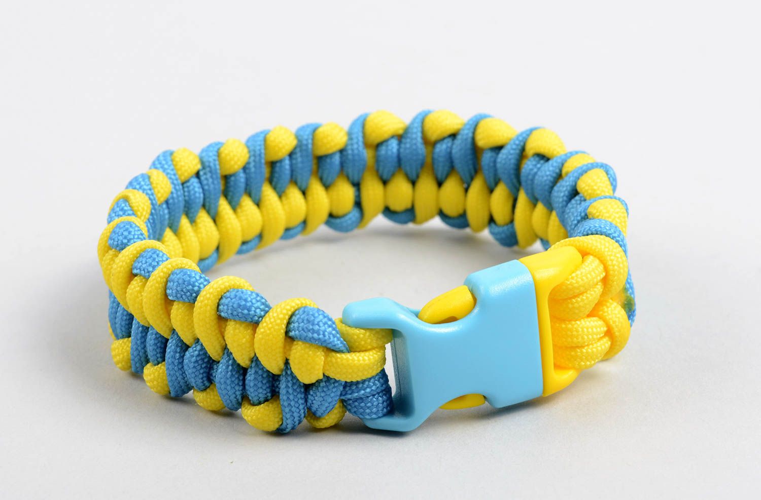 Bracelet paracorde Bijou fait main bleu jaune Accessoire homme femme cadeau photo 2
