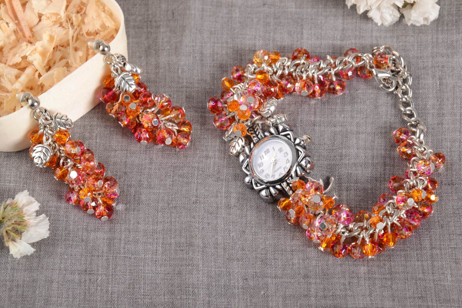 Unusual handmade beaded earrings wrist watch bacelet designs gifts for her photo 1