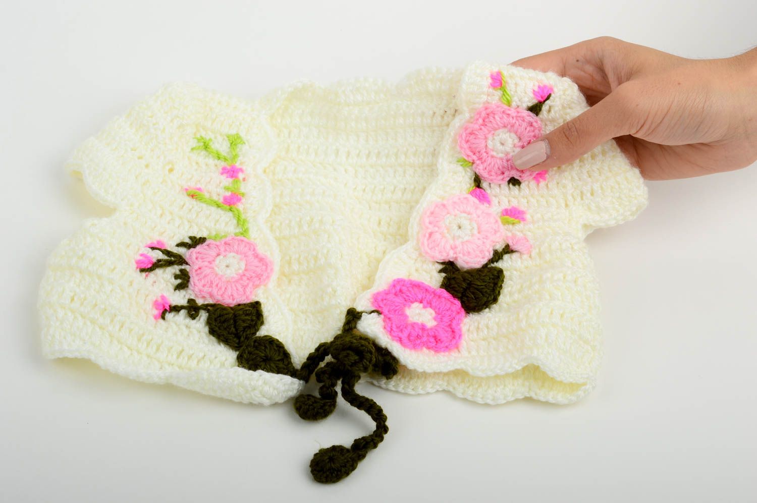 Chaleco tejido a crochet de hilos acrílicos ropa para niña regalo original foto 2