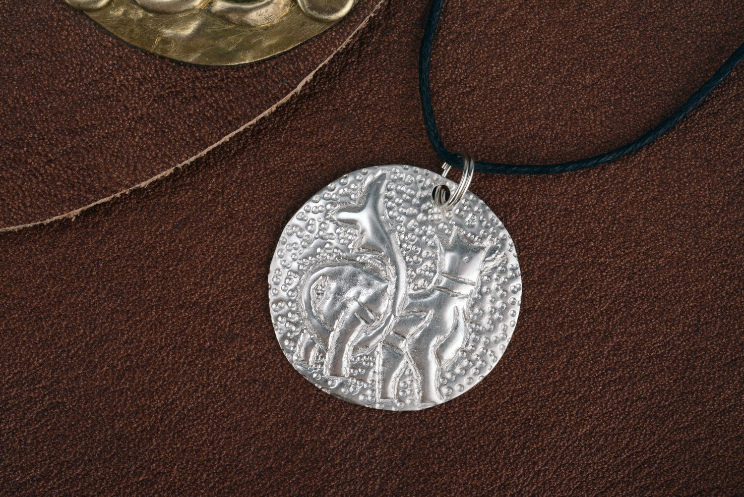 Brass pendant with silvering Lion photo 4