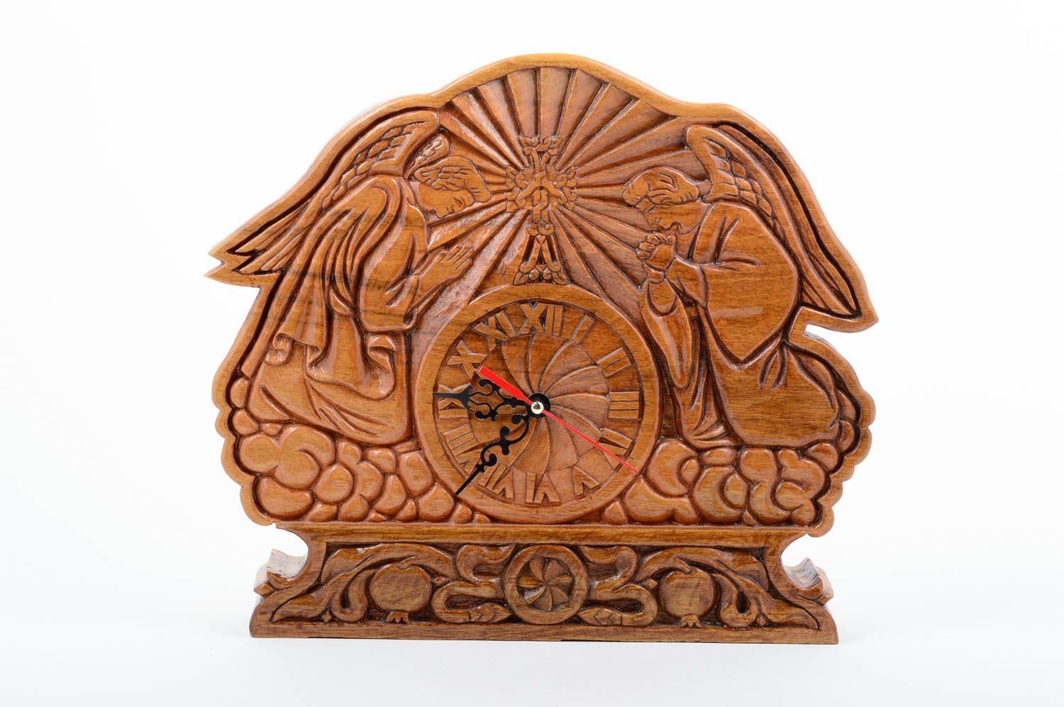 Декор для дома настольные часы ручной работы деревянные часы авторские Ангелы фото 1