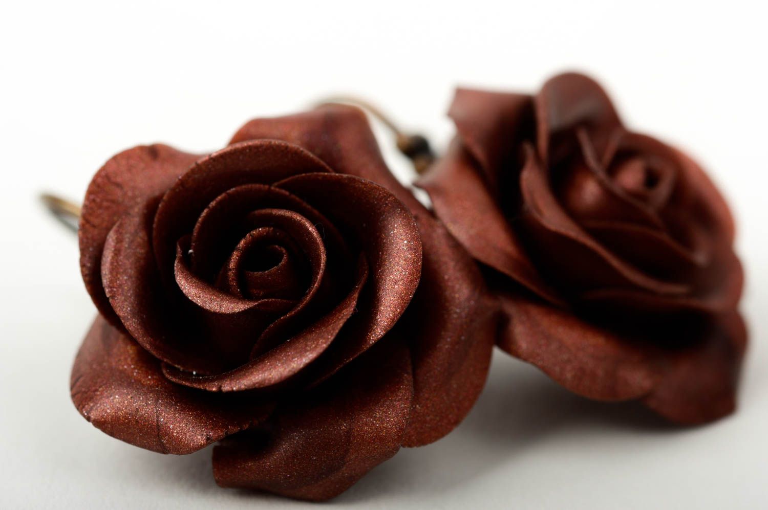 Plastic rose earrings handmade polymer clay earrings with charms stylish jewelry photo 5