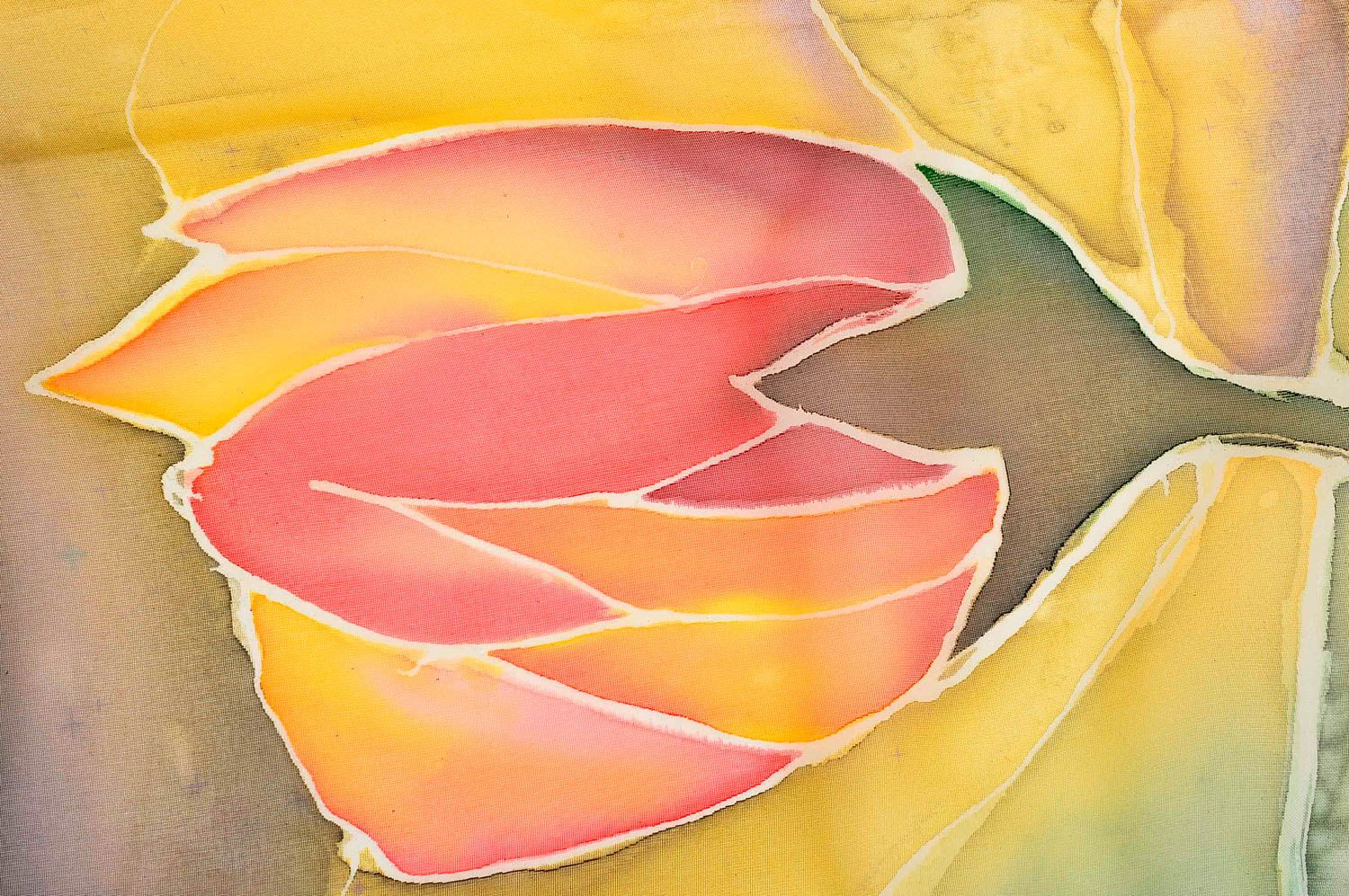 Sciarpa di chiffon fatta a mano accessorio da donna insolito con tulipano foto 5