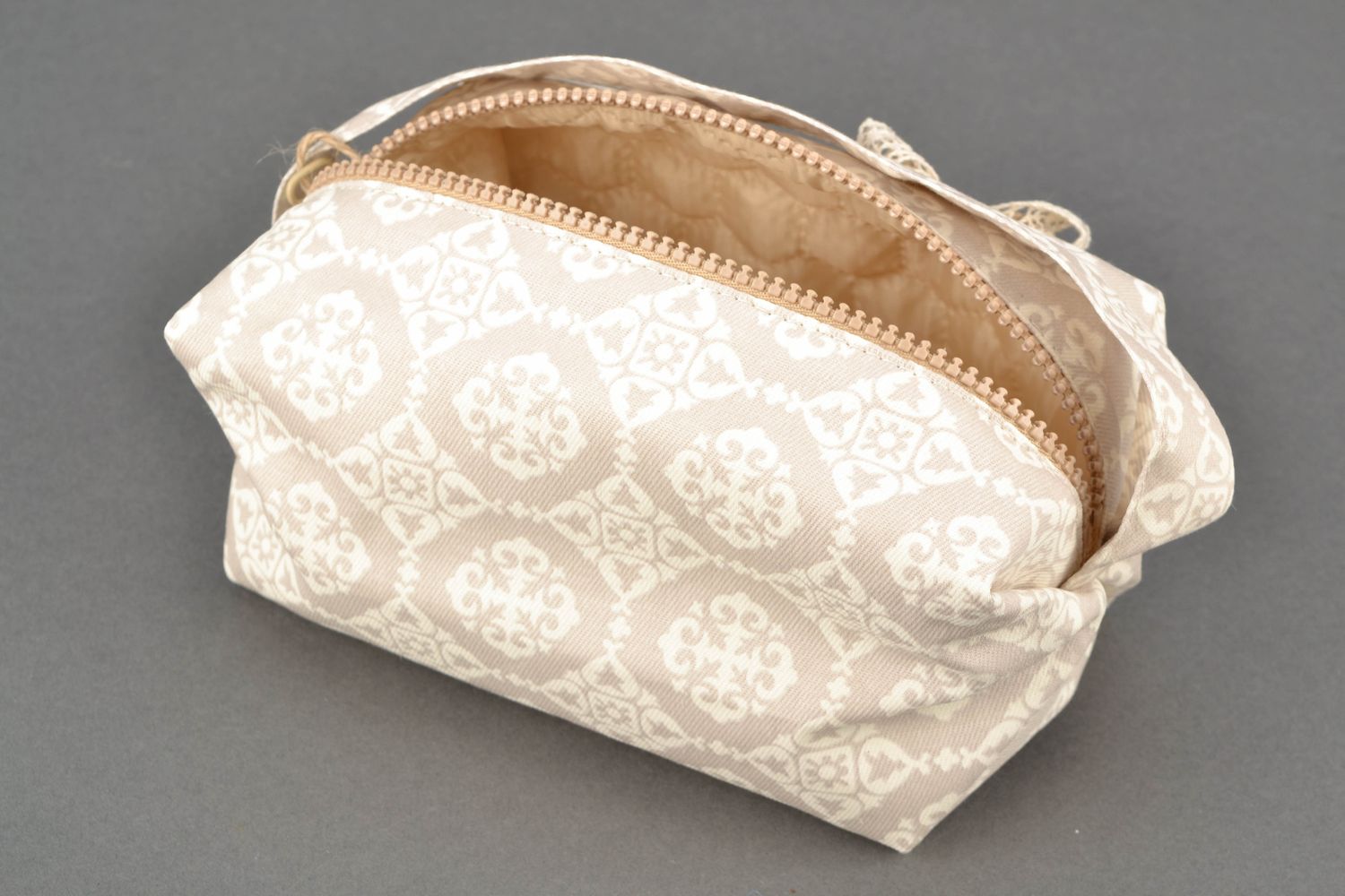 Handgemachte Textil Kosmetiktasche mit Muster mit Reißverschluss foto 3