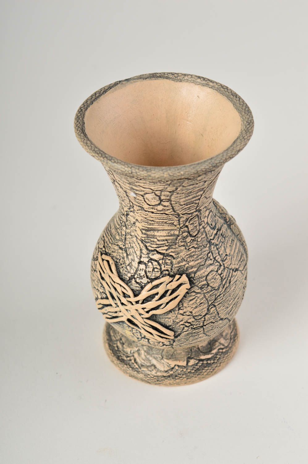 Small ceramic handmade beige décor vase 0,32 lb photo 2