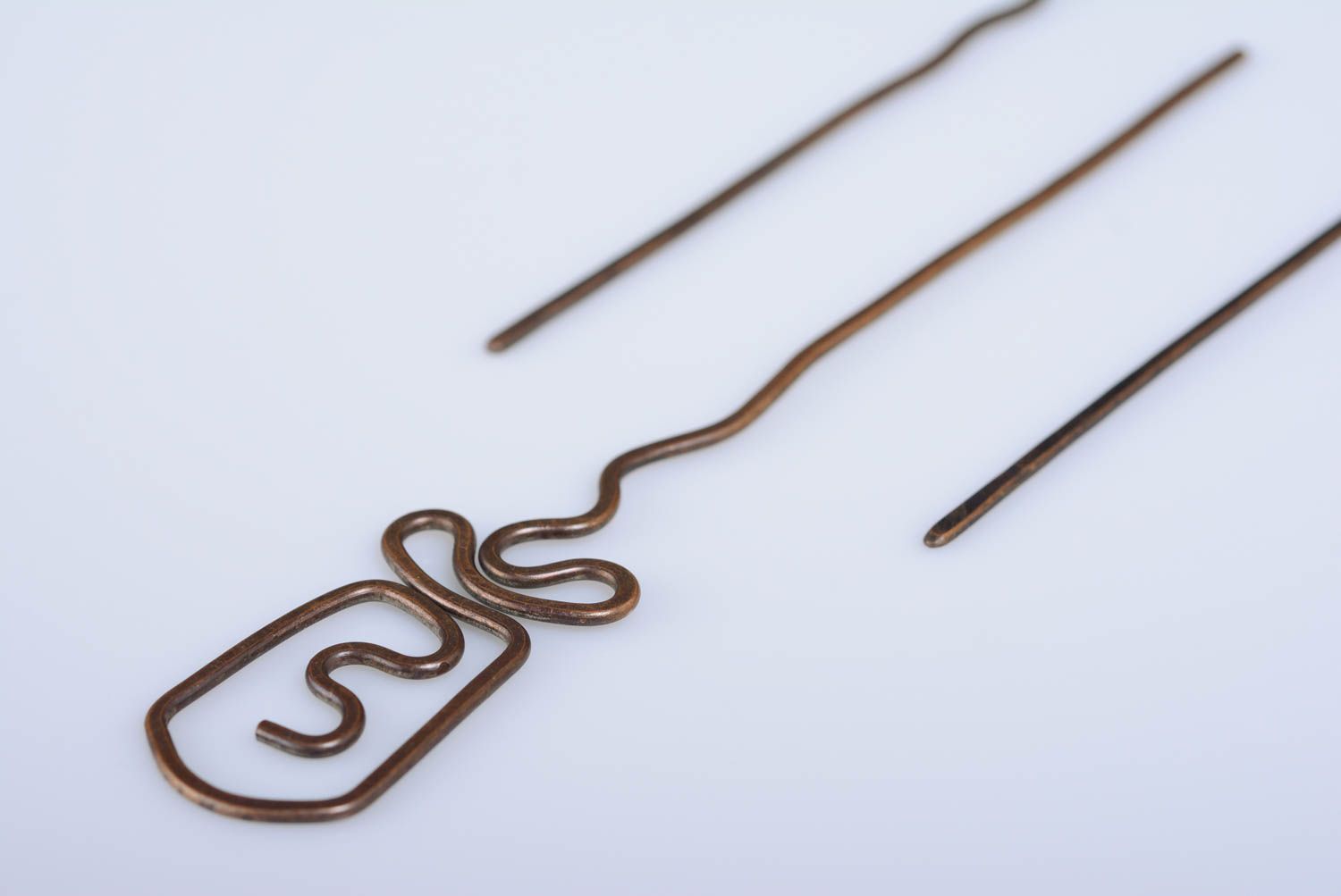 Handmade designer hair stick copper cute hair pin unusual stylish accessory photo 5