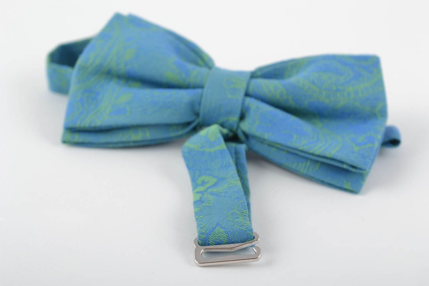 Beautiful homemade unusual textile bow tie of festive design photo 5