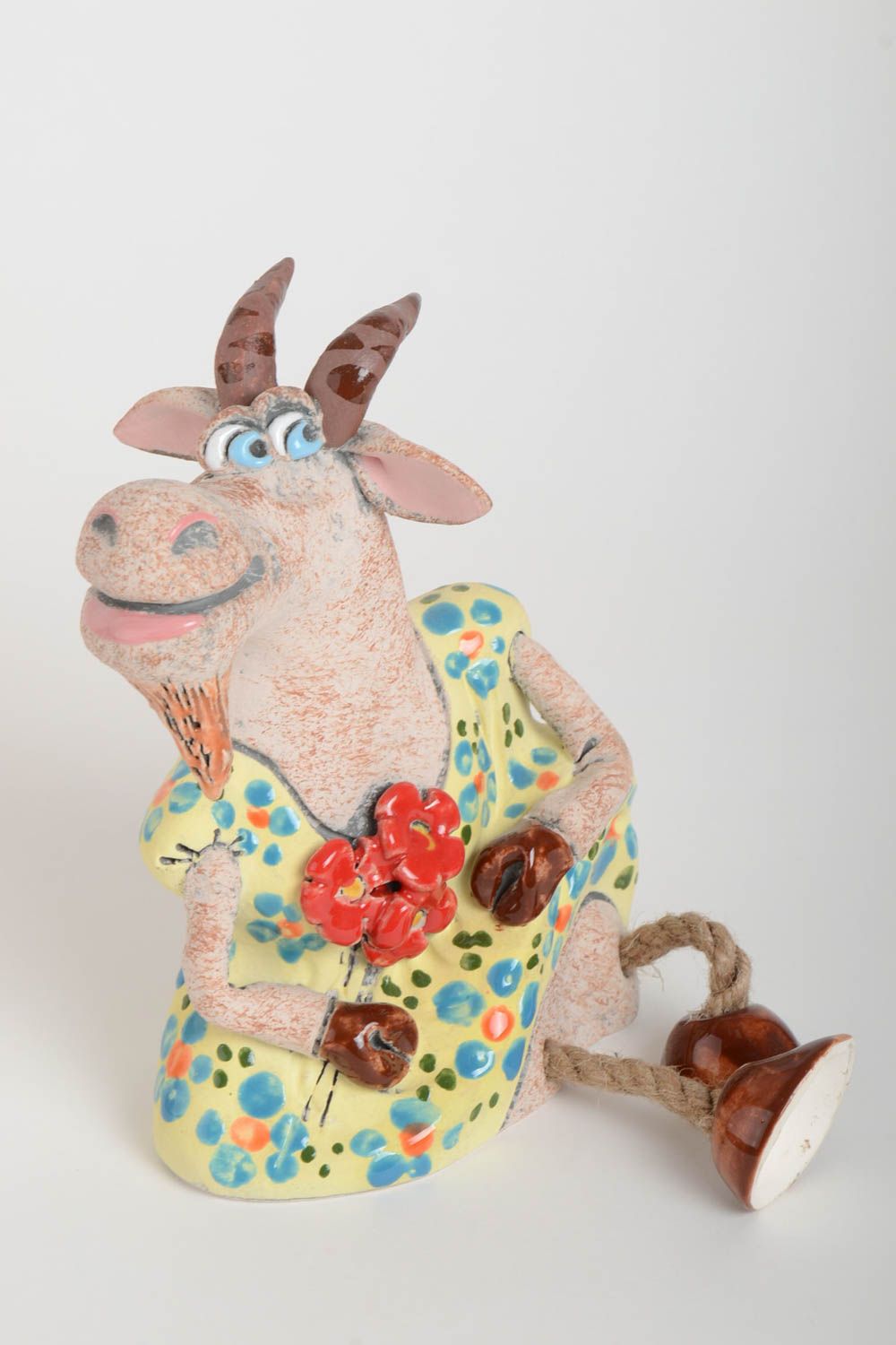 Kinder Spardose handgemachte Keramik Geschenk für Kinder Ton Deko bunte Ziege foto 2