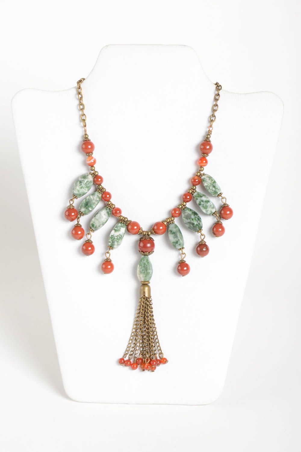 Damen Collier handmade Modeschmuck Halskette Accessoire für Frau mit Naturstein foto 2