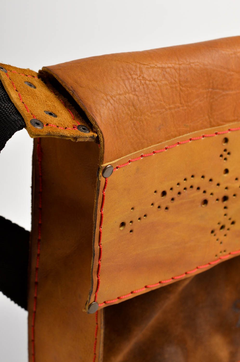 Handmade unisex leather bag unusual designer bag stylish accessory present photo 3