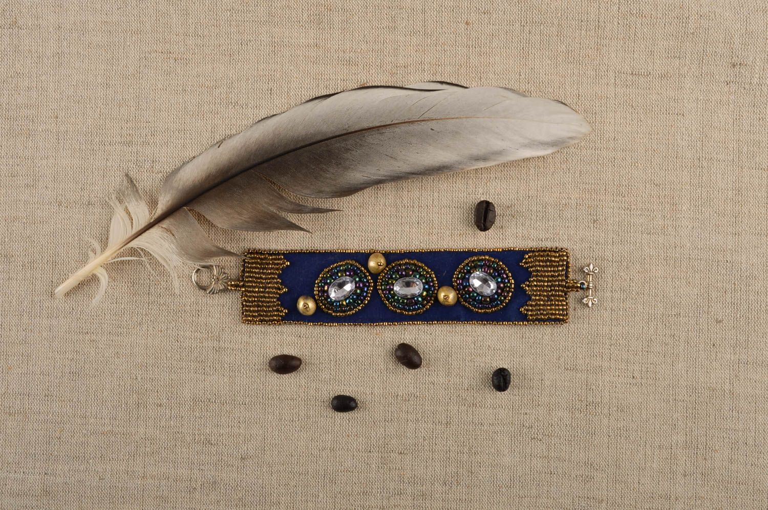 Modisches Armband Glasperlen Leder Schmuck Armband mit Kugeln effektvoll foto 1