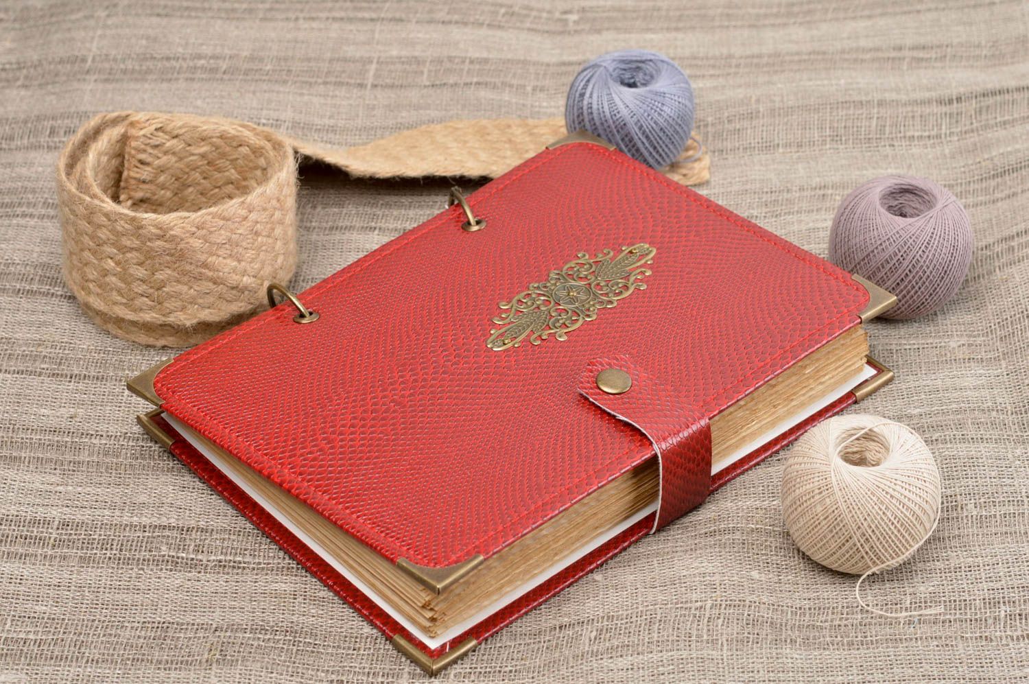 Handmade designer organizer beautiful red notebook stylish notebook gift photo 1