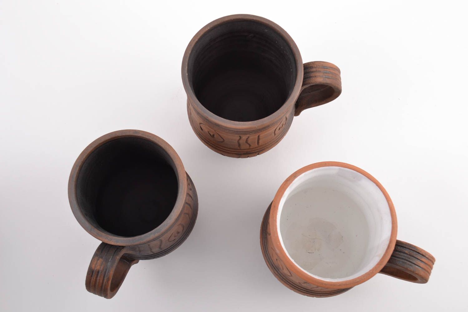 Beautiful handmade designer clay beer mugs set 3 pieces 400 ml and 500 ml photo 4