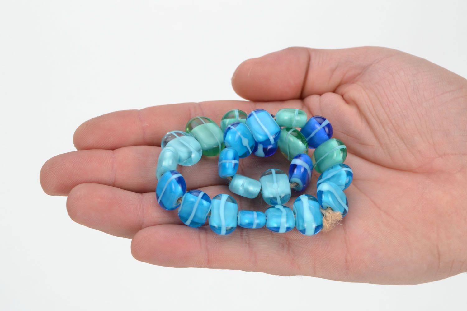 Glass beads in blue color palette photo 2