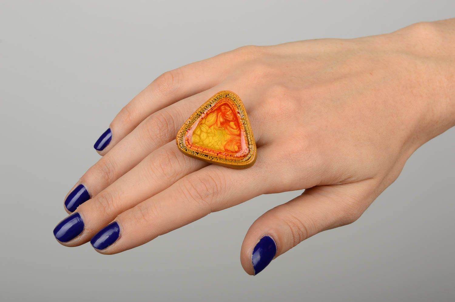 Handmade designer ring stylish cute ring polymer clay jewelry unusual ring photo 5