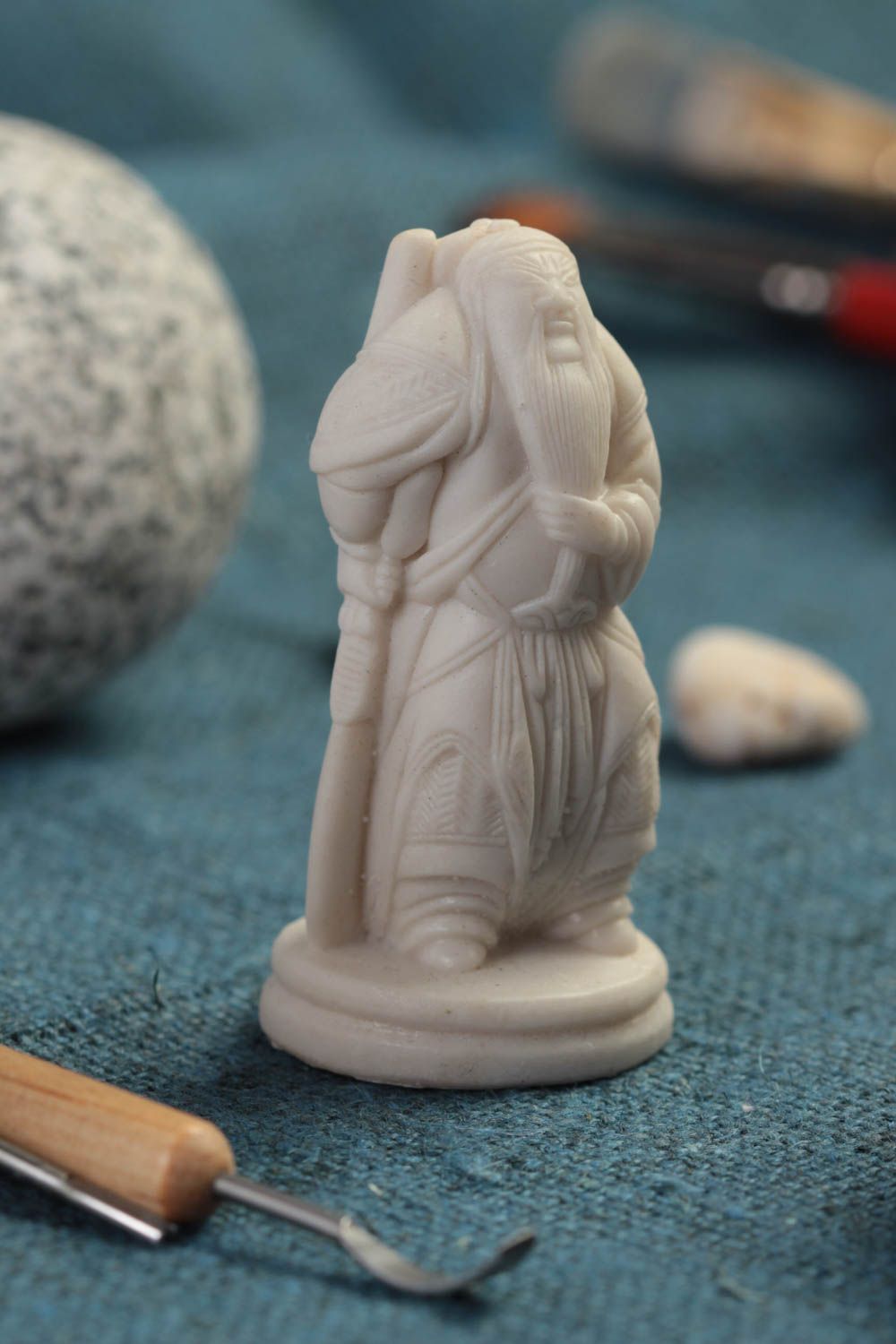 Figurine à peindre fait main Petite statuette blanche Guan Yu Déco intérieur photo 1