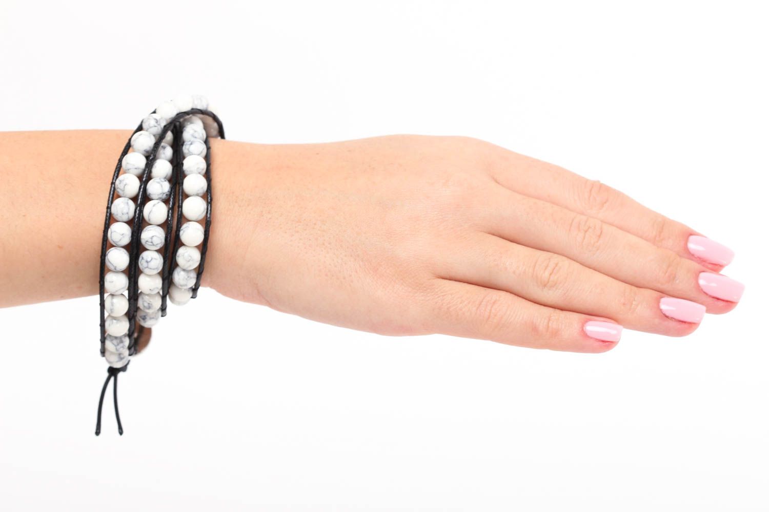 Handmade geflochtenes Armband Schmuck Accessoire weiß Geschenk für Frau Achat foto 5