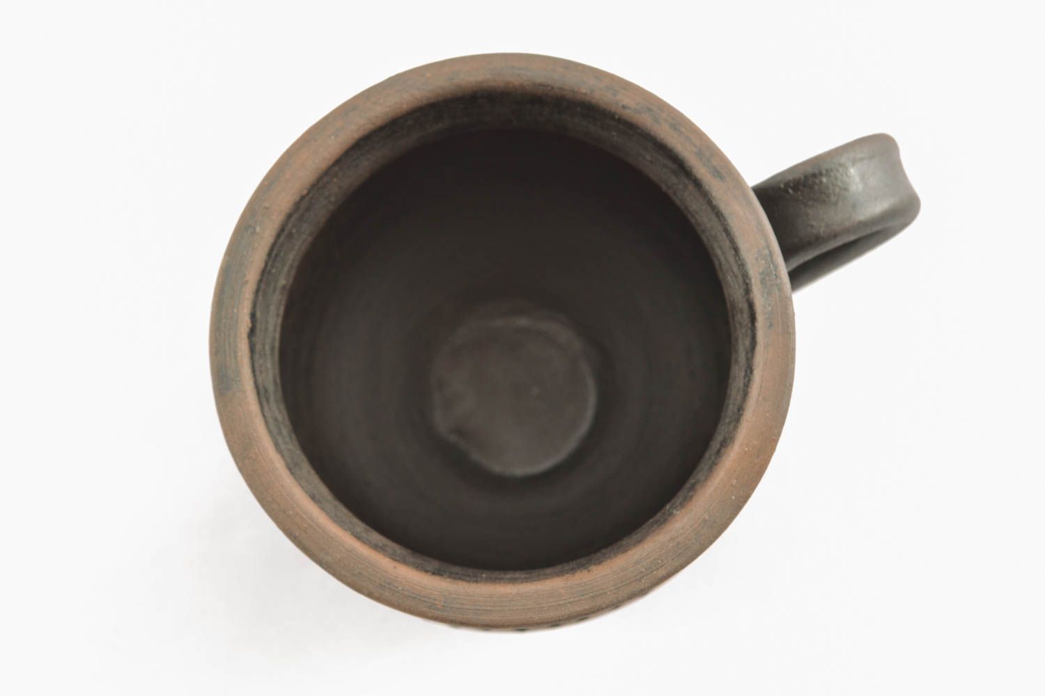 Ceramic cup bowl with handle in dark brown color 0,41 lb photo 4