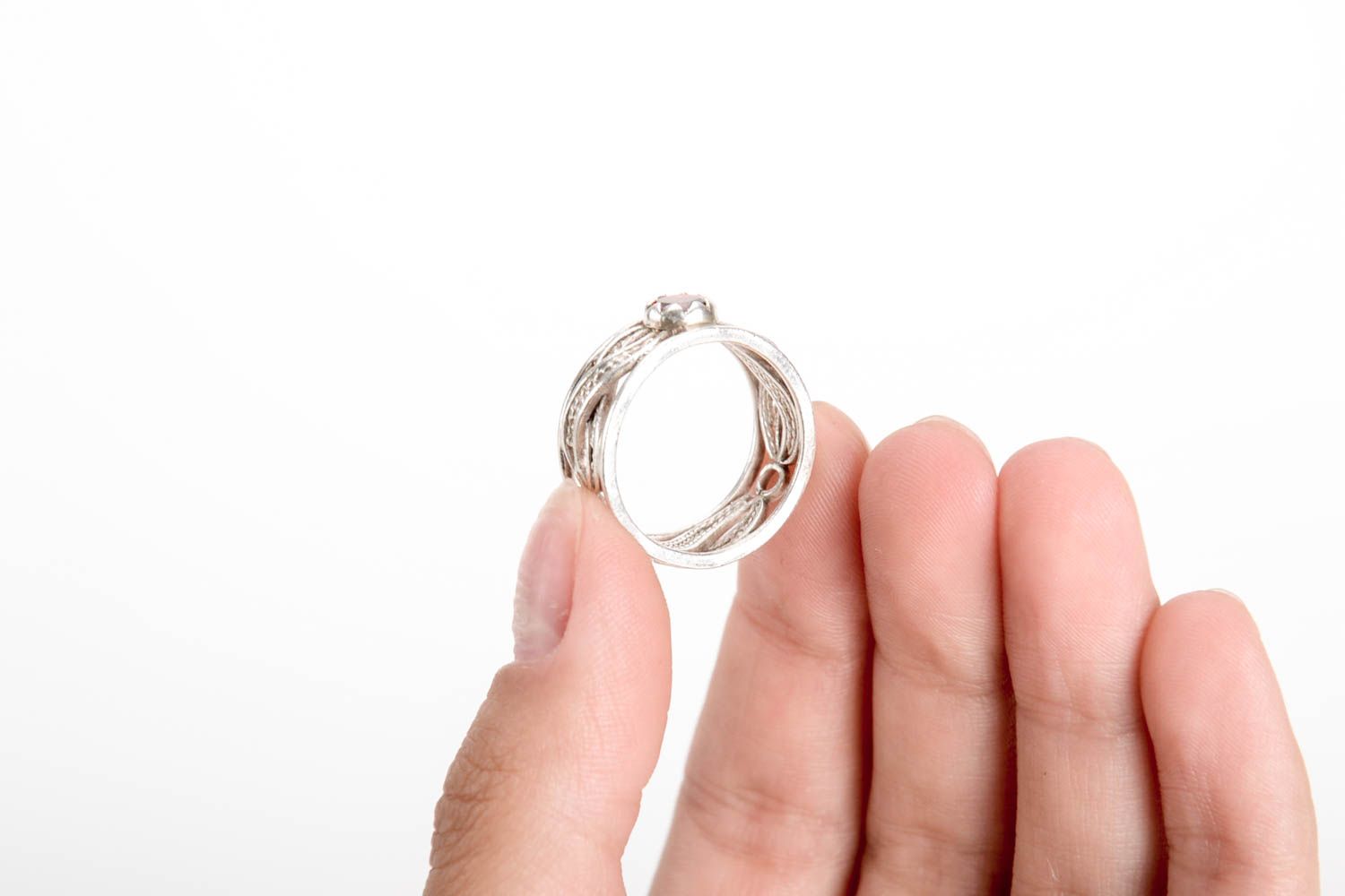 Женское кольцо ручной работы серебряное кольцо с камнем серебряное украшение фото 3
