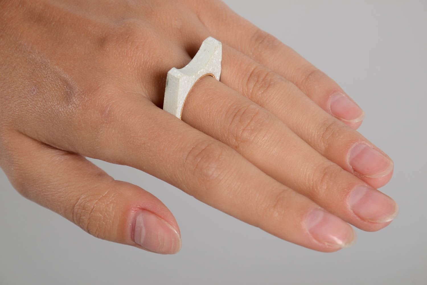 Metal jewelry handmade brass ring white ring women accessories gift for girl photo 3