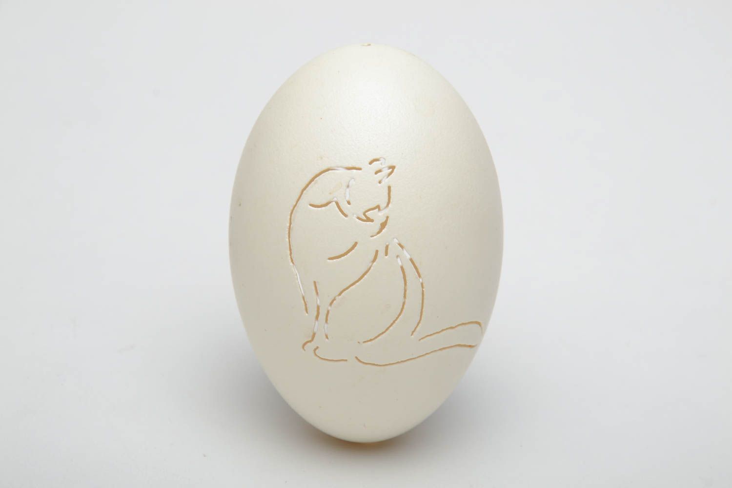 Гусиное яйцо с гравировкой Кошка фото 3