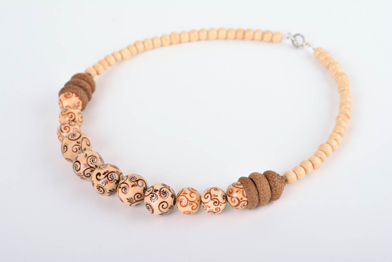 Collana di perle di legno fatta a mano accessori originali da donna  foto 1