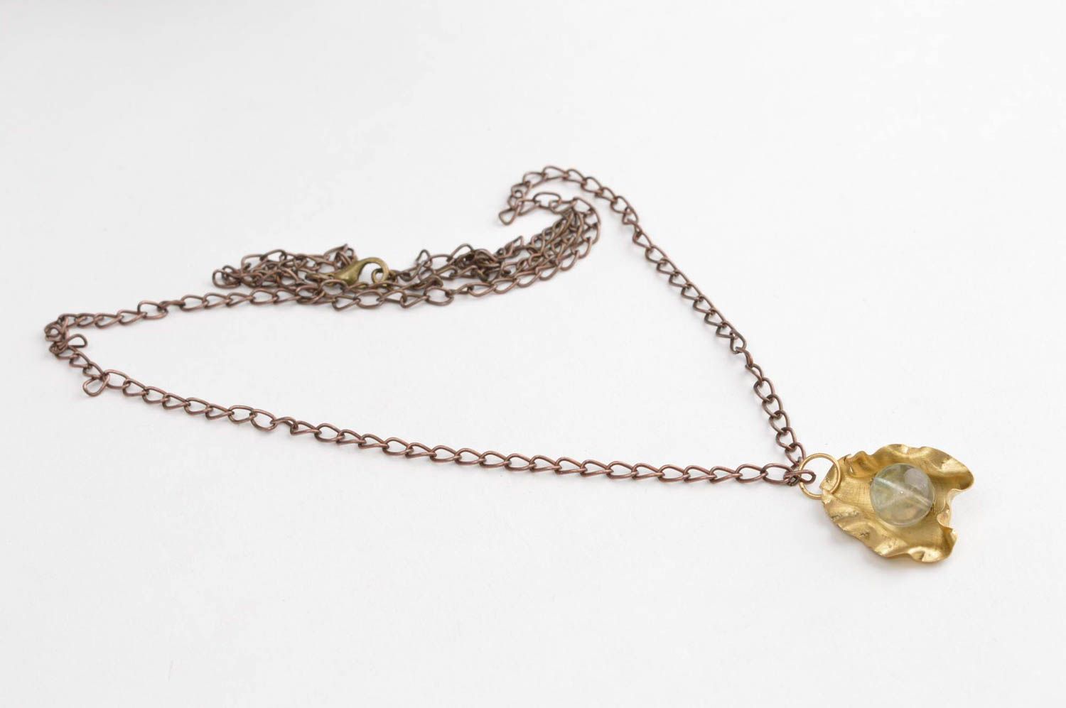Natural stone jewelry handmade accessories brass necklace brass jewelry photo 3