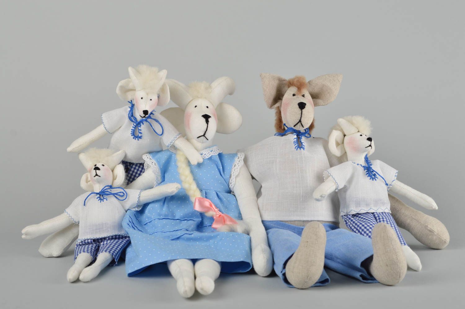 Ensemble de jouets fait main Peluches animaux en tissu Cadeau enfant 5 pièces photo 1