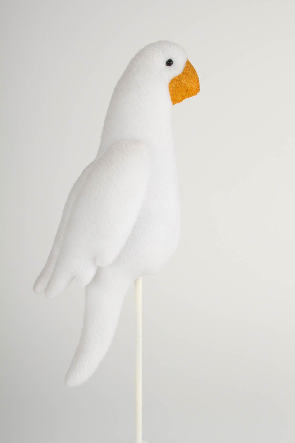 Peluche perroquet blanc Jouet fait main en tissu polaire Cadeau enfant photo 2