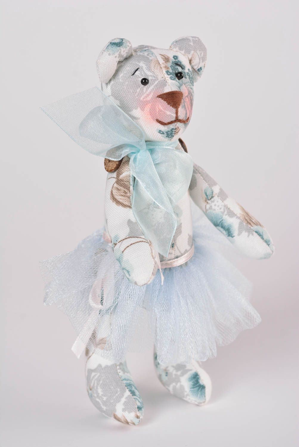 Poupée ours fait main Jouet pour enfant tapisserie bleu ciel Cadeau original photo 1
