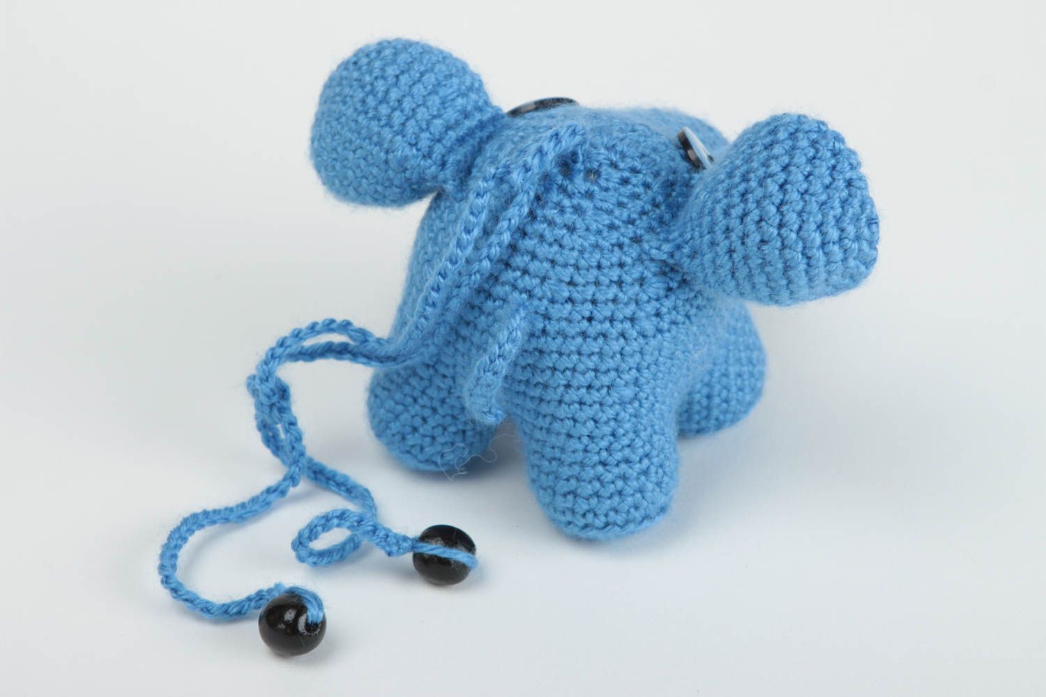 Schönes blaues gehäkeltes lustiges kleines handgemachtes Kuscheltier Elefant foto 4