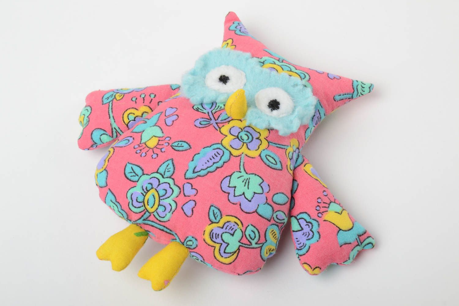 Handmade decorative soft toy owl made of calico and fleece funny gift for child  photo 2