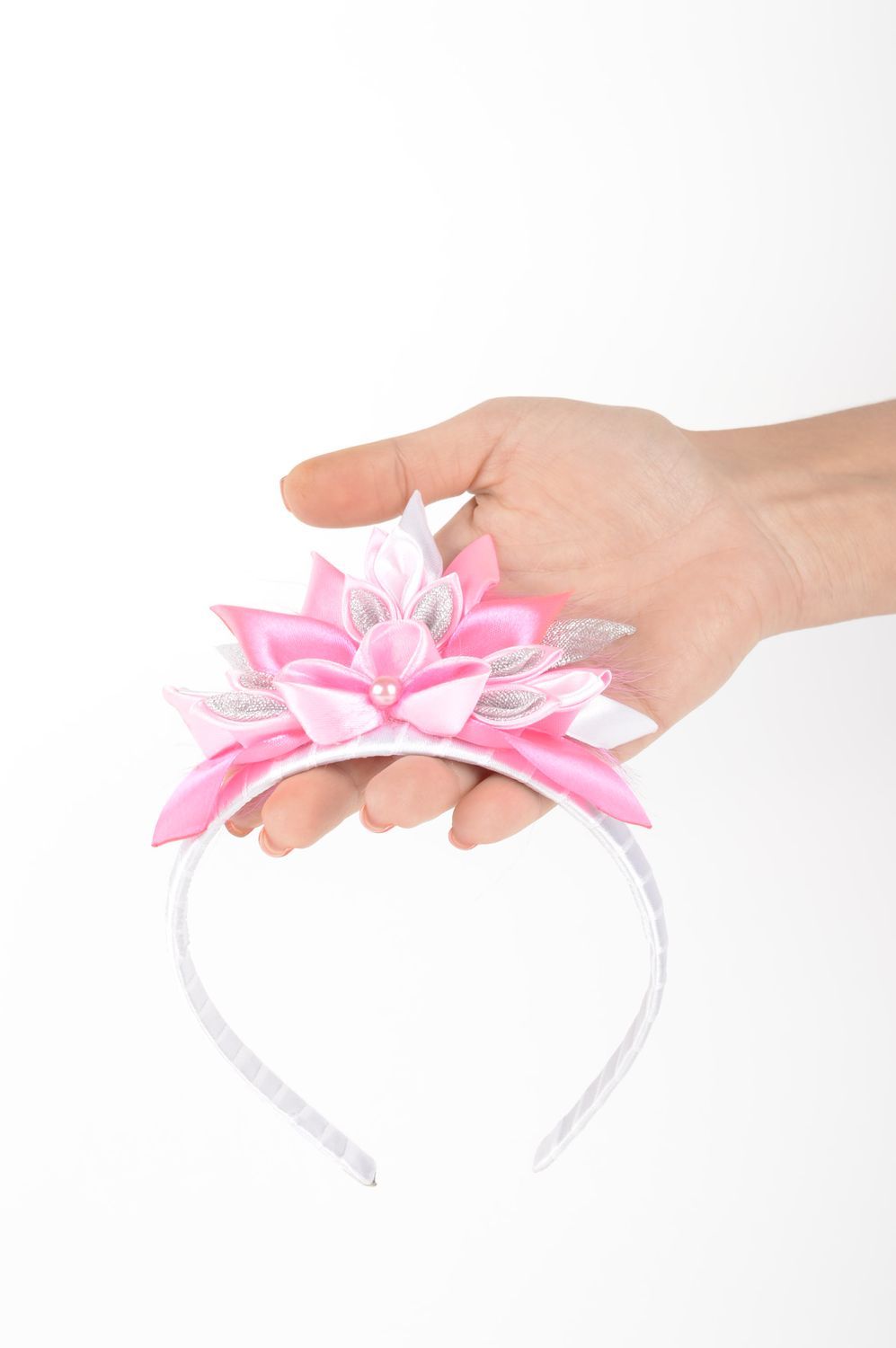 Обруч на голову ручной работы аксессуар для волос женский аксессуар с цветком фото 5