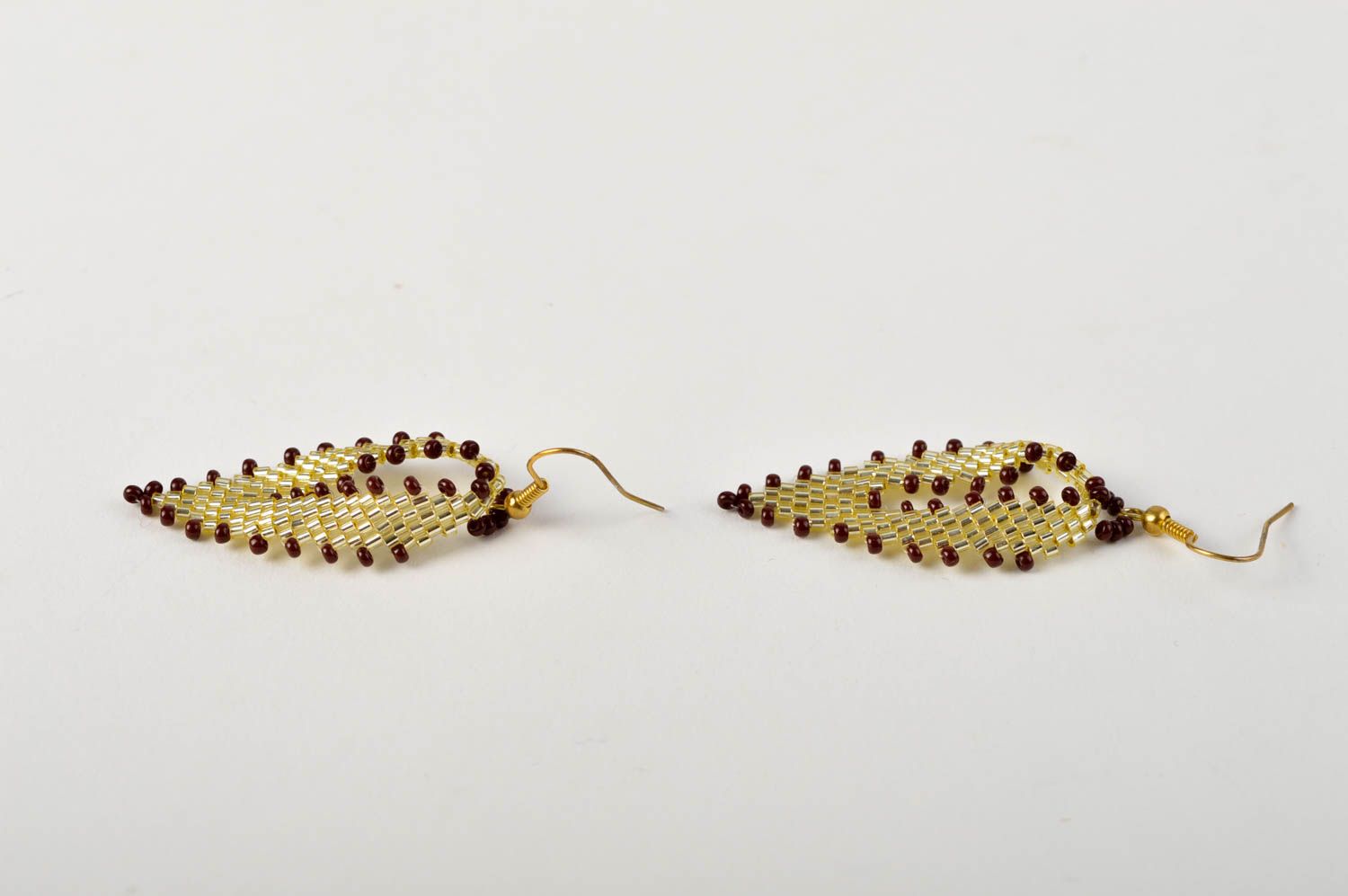 Серьги ручной работы модные серьги в виде листиков серьги из бисера симпатичные фото 4