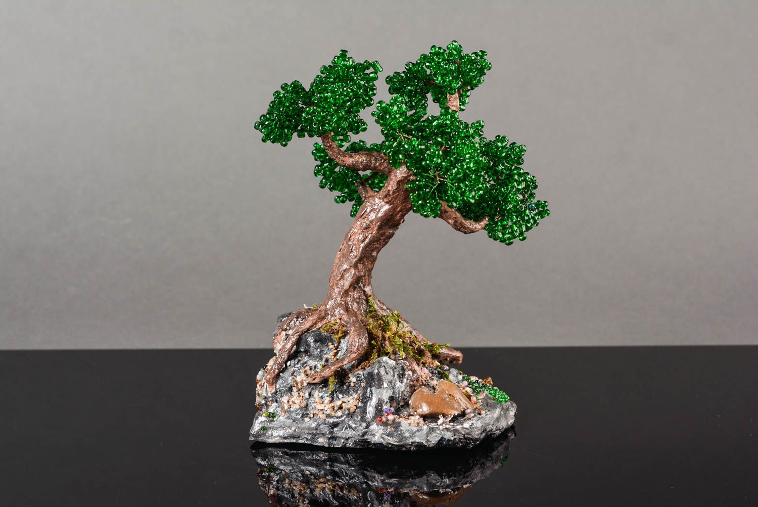 Künstlicher Baum handgefertigt Kunststoff Pflanze Tischdeko Idee originell foto 1