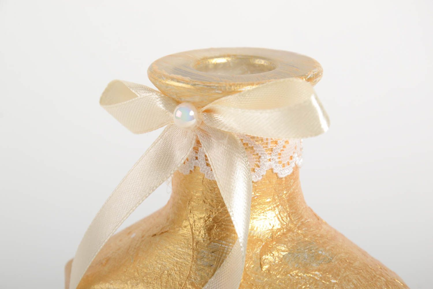 3 inches gold color wedding-style décorative handmade glass vase 0,09 lb photo 5