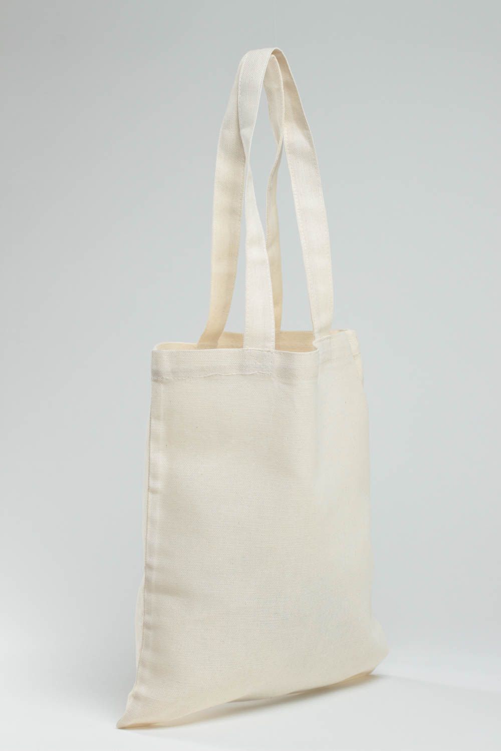 Женская сумка из ткани ручной работы с росписью красками белая эко Мопс фото 3