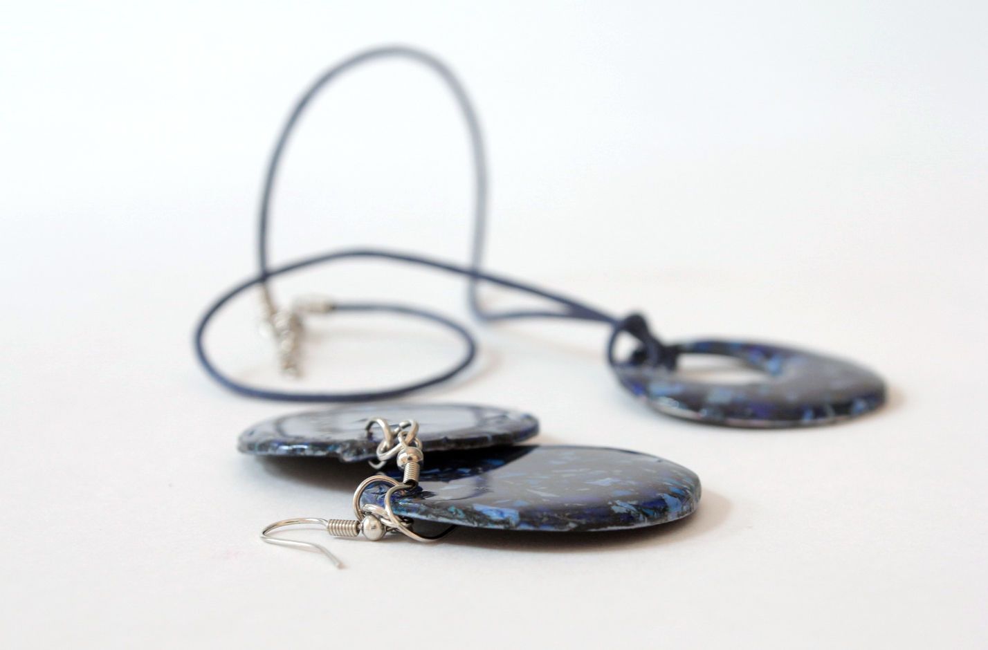 Jewelry set made ​​of polymer clay with epoxy resin photo 1