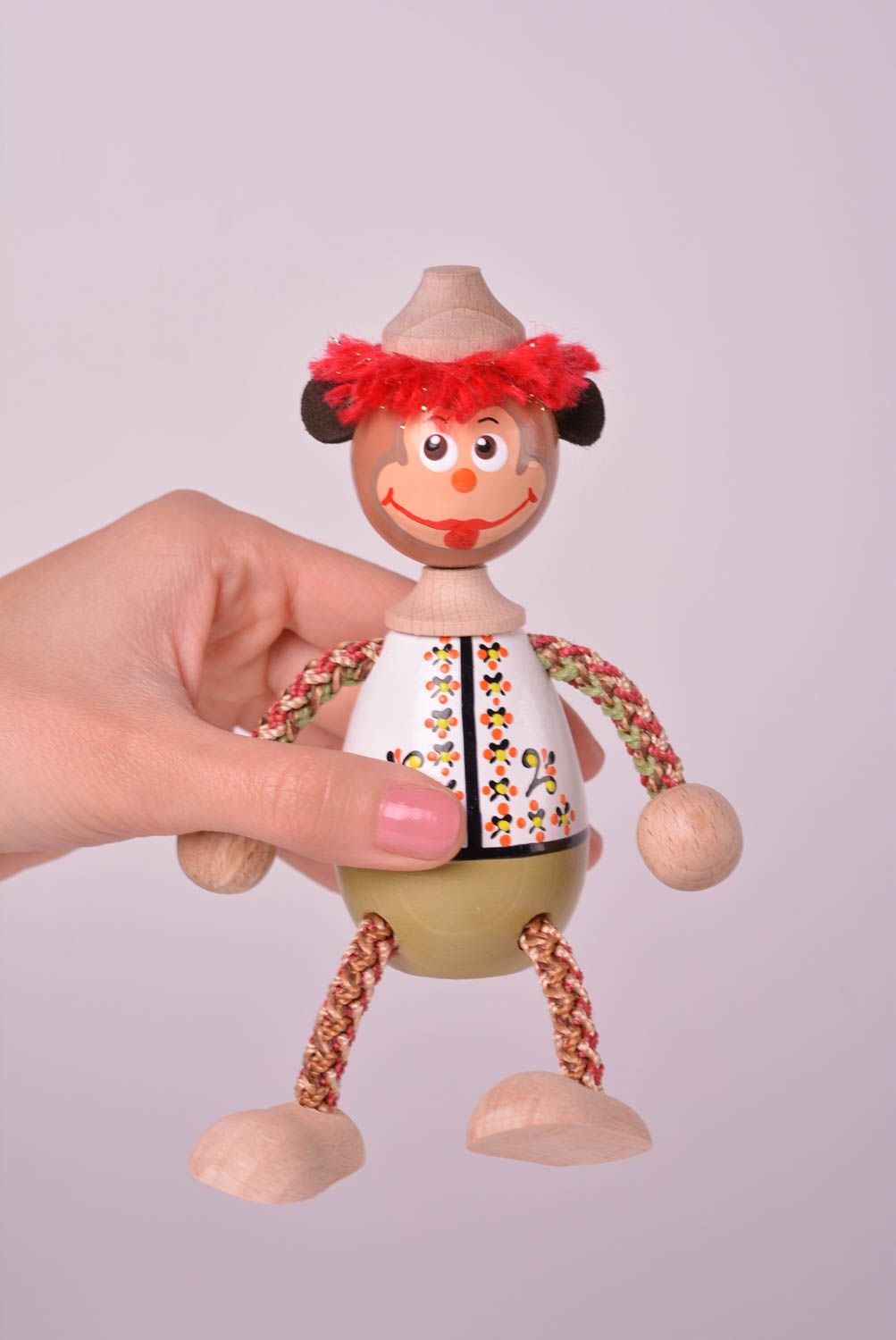 Игрушка ручной работы красочная игрушка из дерева необычный подарок Обезьянка фото 2