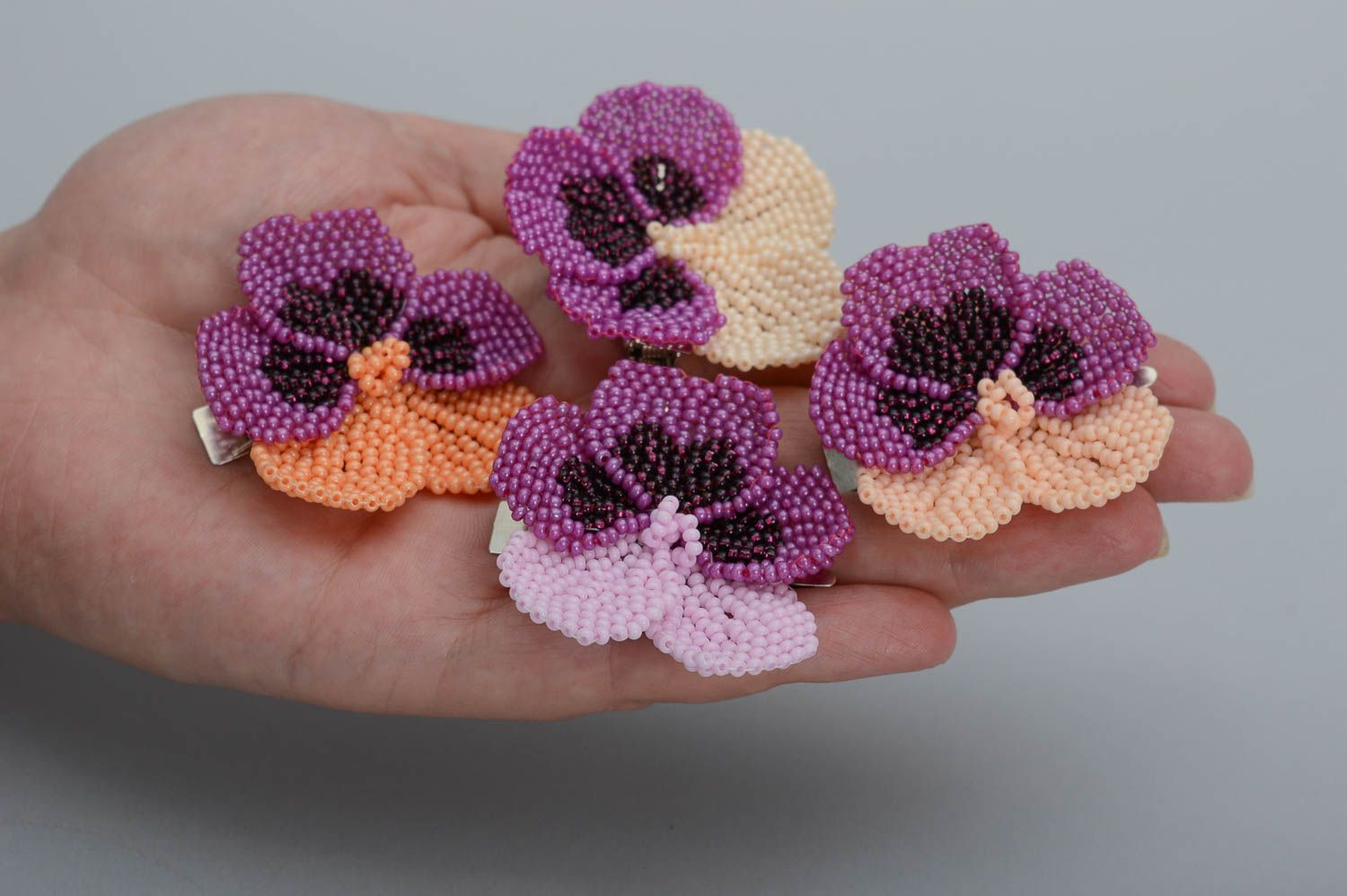 Handmade bead accessories designer barrette seed beads jewelry flower hair clip photo 5