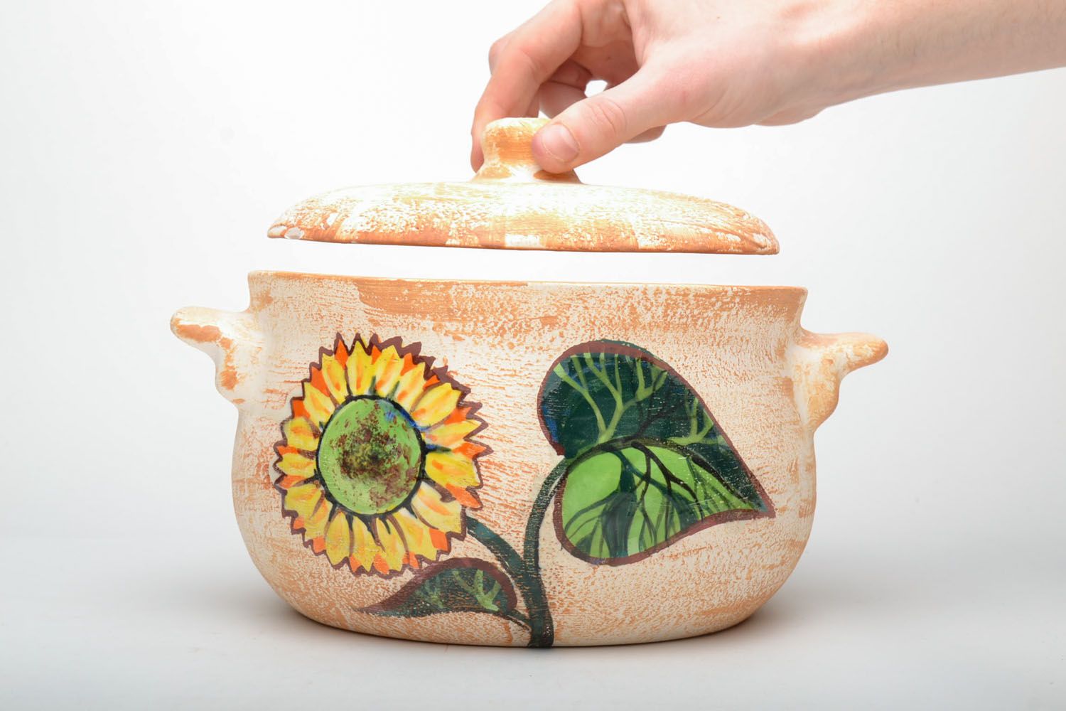 Handmade ceramic pot Sunflower photo 5