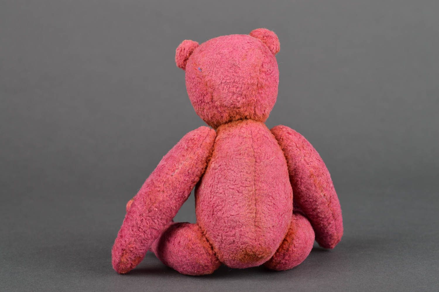 Игрушка ручной работы розовый игрушечный мишка для декора интересный подарок фото 5