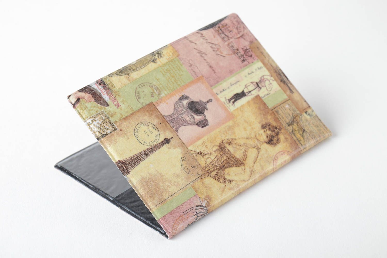 Unusual handmade decoupage passport cover vintage plastic passport cover  photo 3