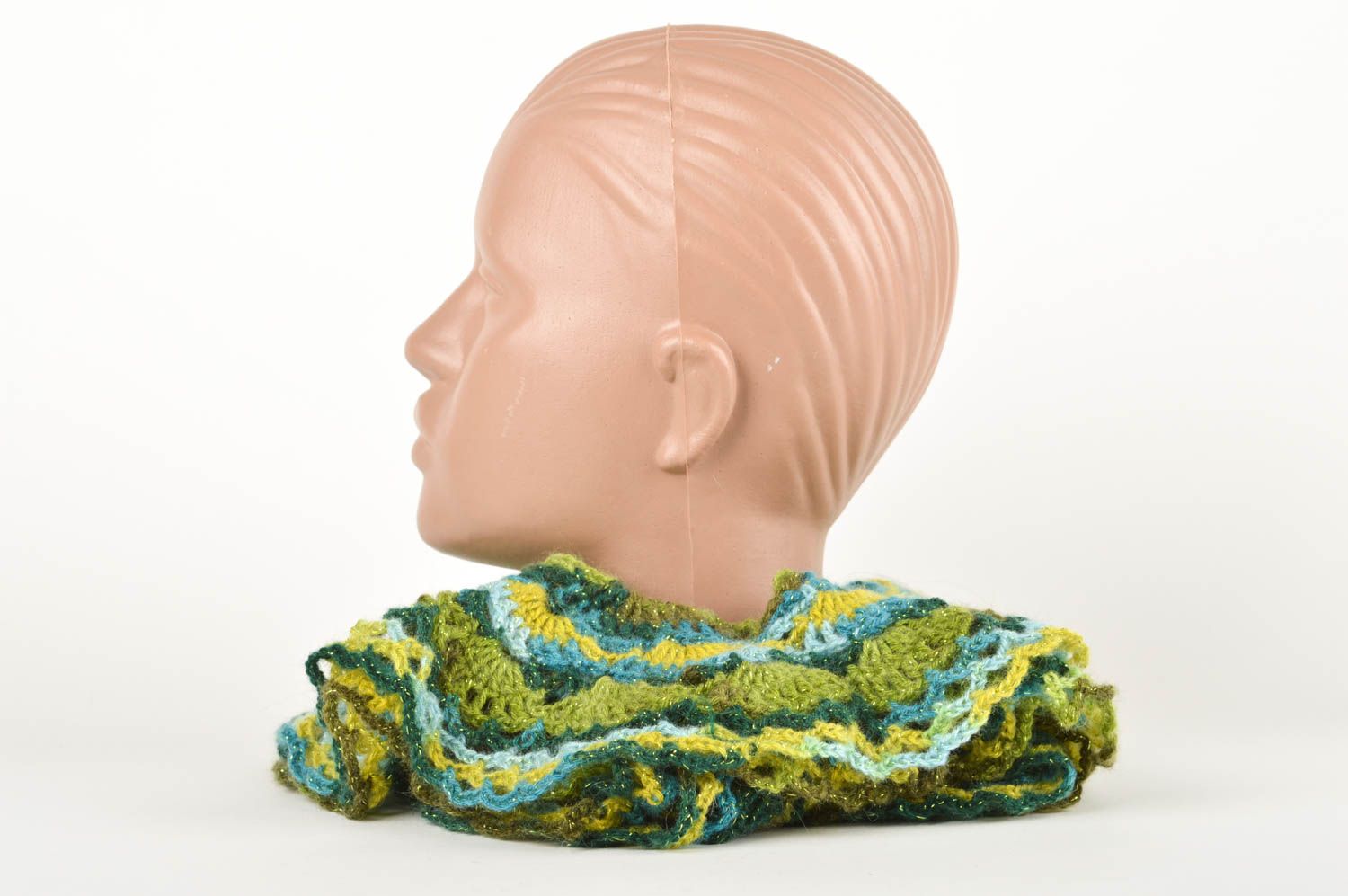 Handmade Damen Schal leichtes modisches Accessoire Schal aus Wolle schön grell foto 2