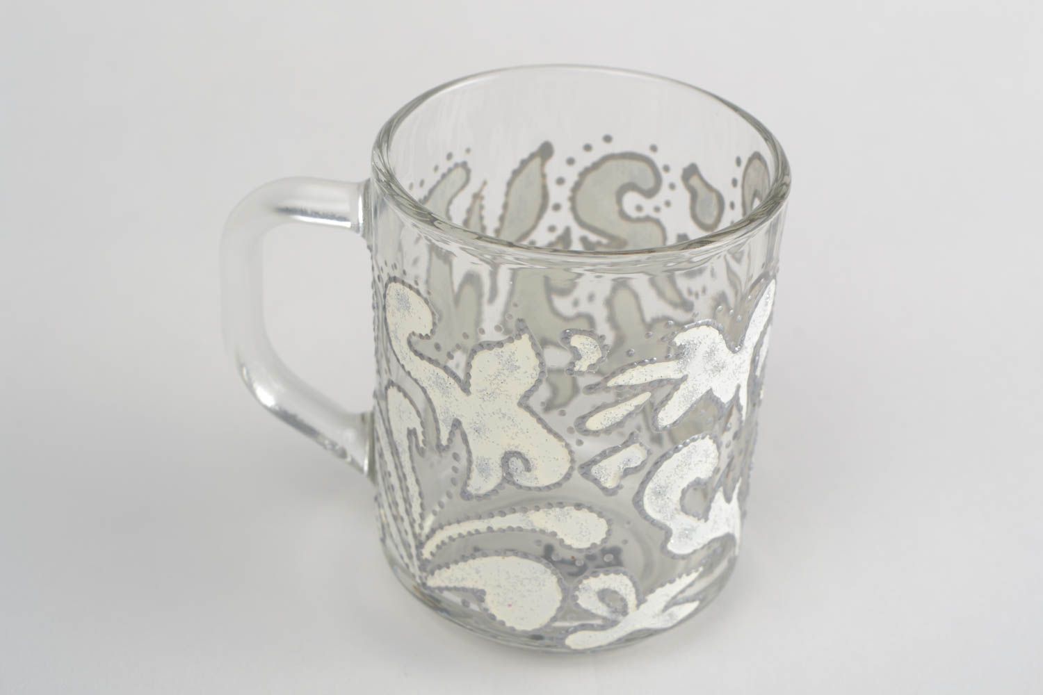 Стеклянная чашки с ручной росписью витражными красками нарядная посуда хэнд мэйд фото 3