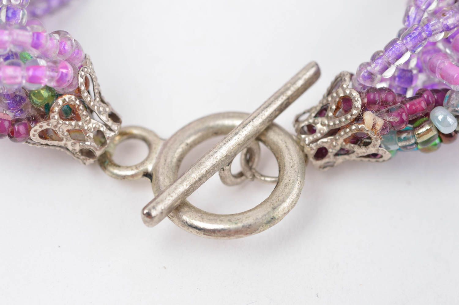 Браслет ручной работы браслет из бисера модная бижутерия сиреневый с фиолетовым фото 4